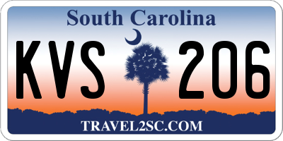 SC license plate KVS206
