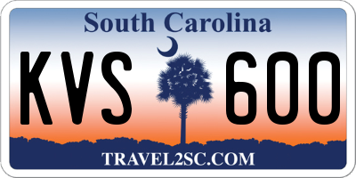 SC license plate KVS600