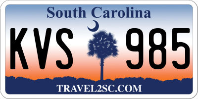 SC license plate KVS985
