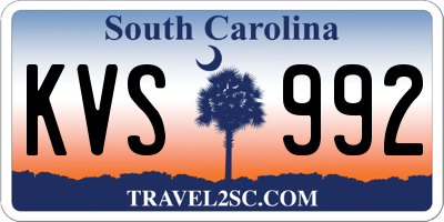 SC license plate KVS992