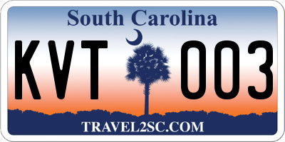 SC license plate KVT003