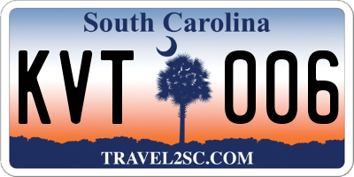 SC license plate KVT006