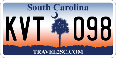 SC license plate KVT098
