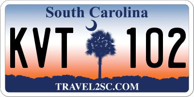 SC license plate KVT102