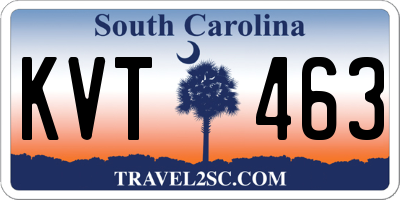 SC license plate KVT463