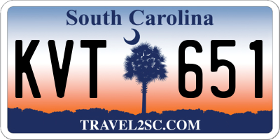 SC license plate KVT651