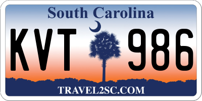 SC license plate KVT986