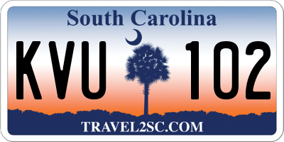 SC license plate KVU102