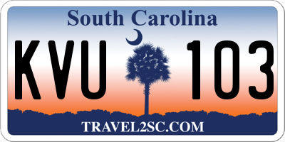 SC license plate KVU103