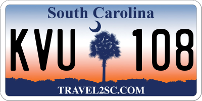 SC license plate KVU108