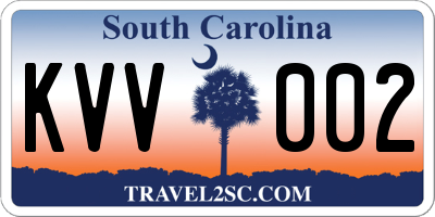 SC license plate KVV002