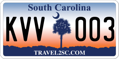SC license plate KVV003