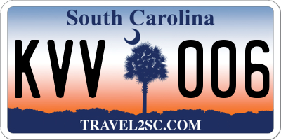 SC license plate KVV006