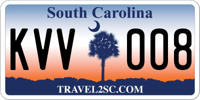 SC license plate KVV008