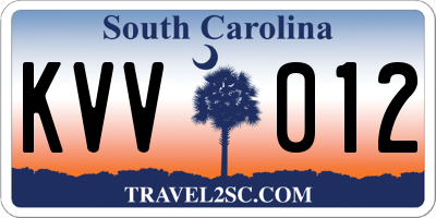 SC license plate KVV012