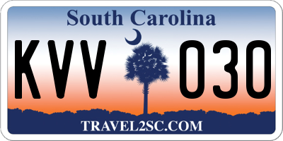 SC license plate KVV030