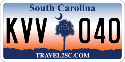 SC license plate KVV040