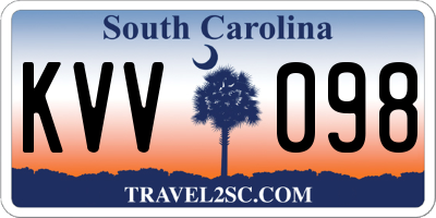 SC license plate KVV098