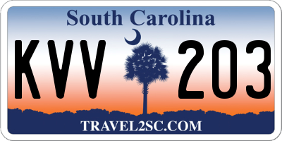 SC license plate KVV203