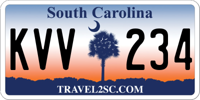 SC license plate KVV234