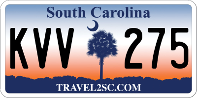 SC license plate KVV275