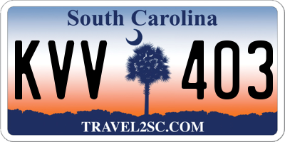 SC license plate KVV403