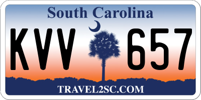 SC license plate KVV657