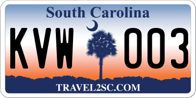 SC license plate KVW003