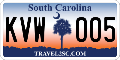 SC license plate KVW005