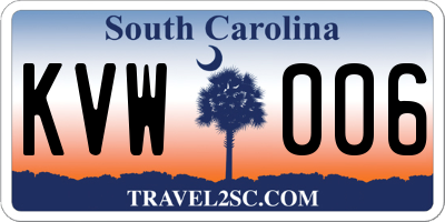 SC license plate KVW006