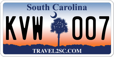 SC license plate KVW007