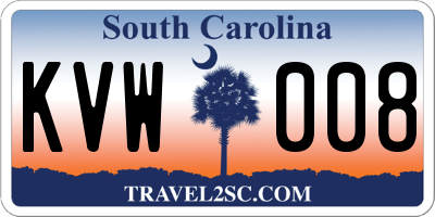 SC license plate KVW008