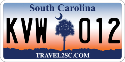 SC license plate KVW012