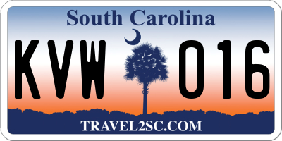 SC license plate KVW016