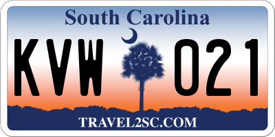 SC license plate KVW021