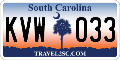 SC license plate KVW033