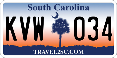 SC license plate KVW034