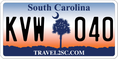 SC license plate KVW040
