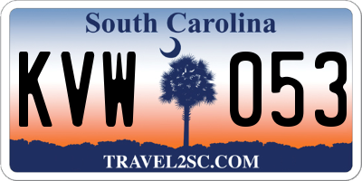 SC license plate KVW053