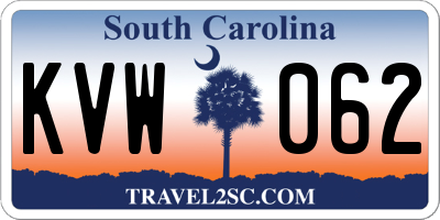 SC license plate KVW062