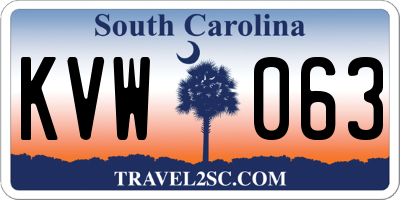 SC license plate KVW063
