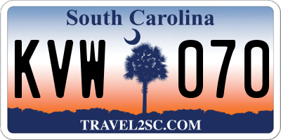 SC license plate KVW070