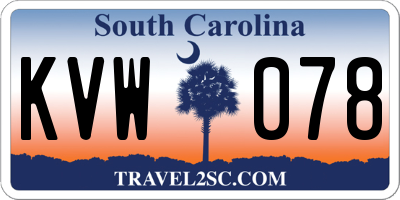 SC license plate KVW078