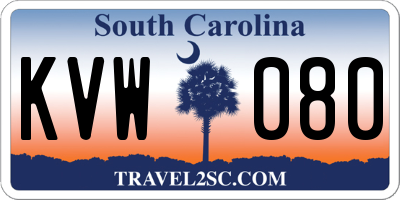 SC license plate KVW080