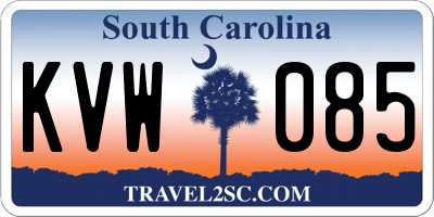 SC license plate KVW085