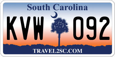 SC license plate KVW092