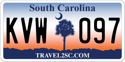 SC license plate KVW097