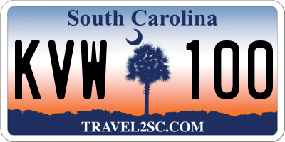 SC license plate KVW100