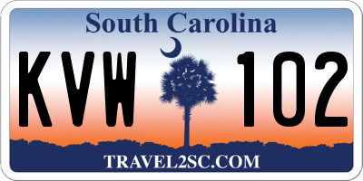 SC license plate KVW102