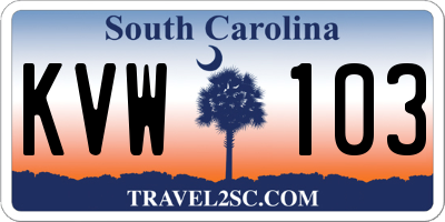 SC license plate KVW103
